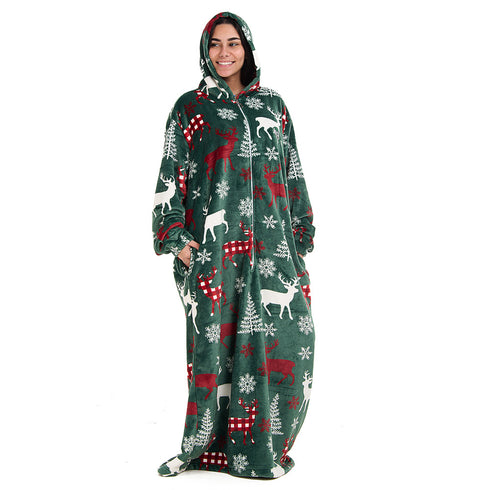 Snuggs Wearable Blanket Monk Green Christmas Deer